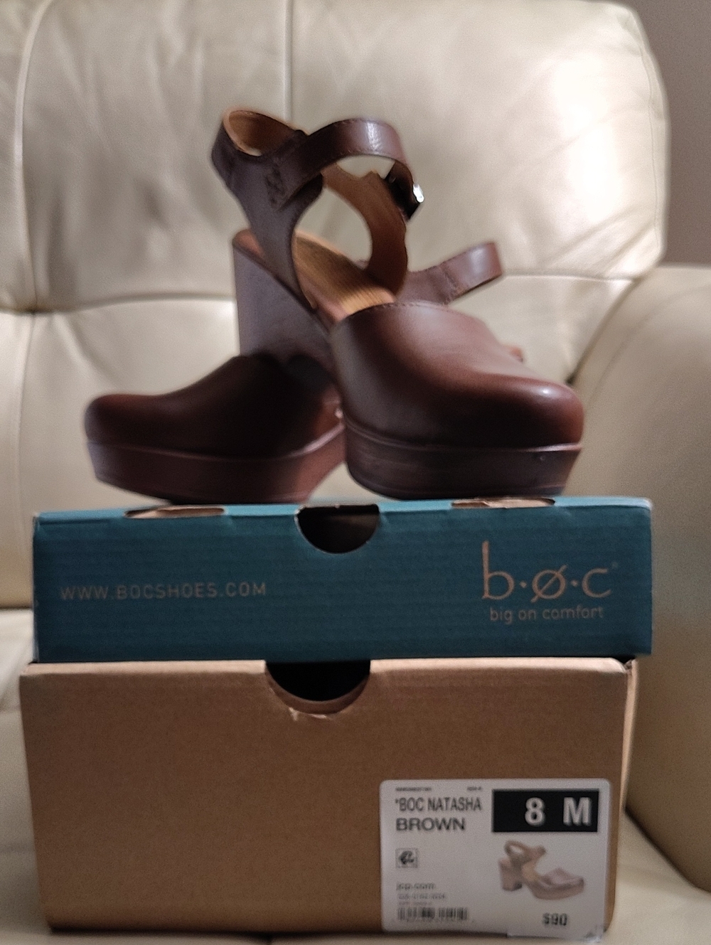 b.o.c. Natasha Brown Wedge Sandal with Ankle Strap